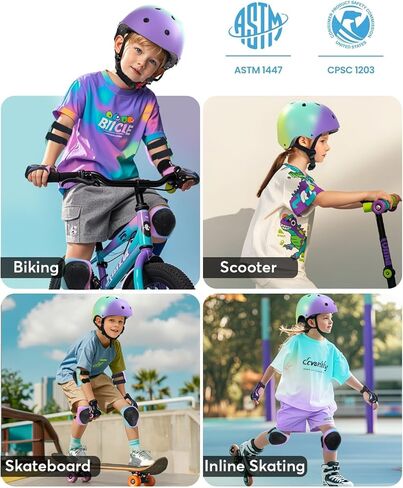 خوذة دراجة للأطفال متدرجة الألوان، خوذة دراجة للأطفال قابلة للتعديل من طفل صغير إلى شباب، 11 فتحة تصميم للسلامة والتهوية لركوب الدراجات والتزلج على الجليد وسكوتر التزلج in Kuwait