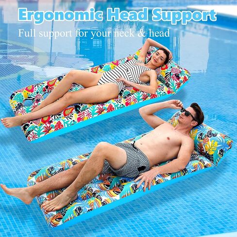 3 Pack Pool Floats Adult, Oversized Inflatable Pool Float Lounger Rafts Floaties for Adults with Headrest Floating Mat for Swimming Pool Lake Beach Party in Kuwait