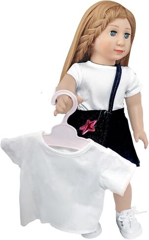 5 Pcs Doll T-Shirts for 18 Inch Dolls, Summer Outfit Doll Clothes Doll Accessories, Short Sleeved T-Shirts Classical Tee Fit for 18 Inch Doll - 5 Pcs White T-Shirts in Saudi Arabia