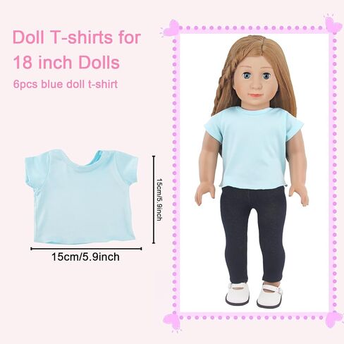 5 Pcs Doll T-Shirts for 18 Inch Dolls, Summer Outfit Doll Clothes Doll Accessories, Short Sleeved T-Shirts Classical Tee Fit for 18 Inch Doll - 5 Pcs White T-Shirts in Kuwait