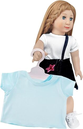 5 Pcs Doll T-Shirts for 18 Inch Dolls, Summer Outfit Doll Clothes Doll Accessories, Short Sleeved T-Shirts Classical Tee Fit for 18 Inch Doll - 5 Pcs White T-Shirts in Kuwait
