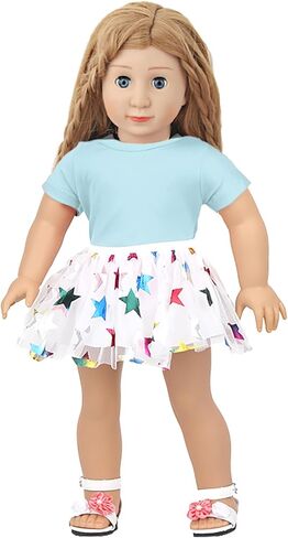 5 Pcs Doll T-Shirts for 18 Inch Dolls, Summer Outfit Doll Clothes Doll Accessories, Short Sleeved T-Shirts Classical Tee Fit for 18 Inch Doll - 5 Pcs White T-Shirts in Kuwait