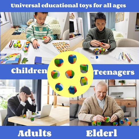 3D Plastic 8Pcs Brain Teaser Puzzles for Kids Adults Educational STEM Learning Building Blocks with Colorful Interlocking Design Safe & Durable Logic Game for Ages 3+Family Game Party Favor Toys in Saudi Arabia