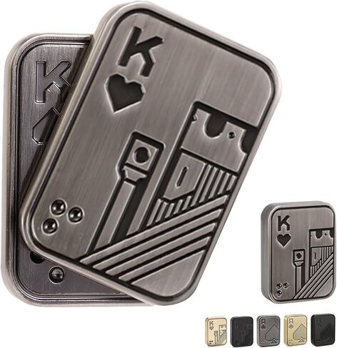 Fidget Toys Adults, Metal Poker Fidget Slider, Magnetic Poker Push Card, Cool Office Gadgets, Relieve Stress, Gift Fidget Toys for Men (Silver K) in Saudi Arabia
