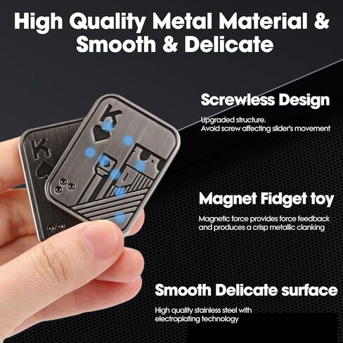 Fidget Toys Adults, Metal Poker Fidget Slider, Magnetic Poker Push Card, Cool Office Gadgets, Relieve Stress, Gift Fidget Toys for Men (Silver K) in Saudi Arabia