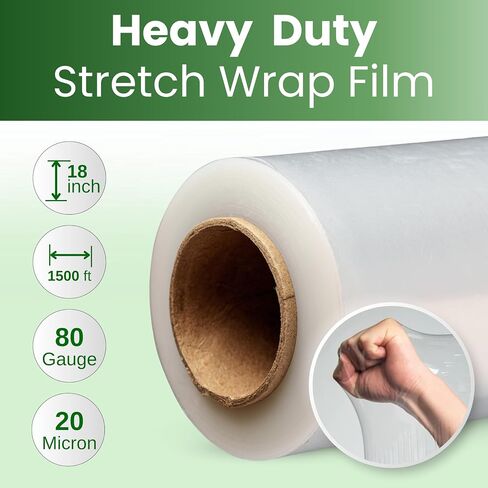 18" Stretch Film/Wrap 1500 Feet 80 Gauge Industrial Strength 20 Microns Clear in Saudi Arabia