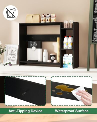 IBUYKE Desktop Bookshelf,36.8" Desktop Organizer Shelf,Wood Desk Hutch for Computer Monitor,Display Shelf for Office Home Dormitory,Black TMZ008B in Kuwait