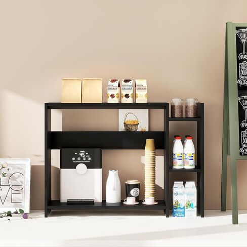 IBUYKE Desktop Bookshelf,36.8" Desktop Organizer Shelf,Wood Desk Hutch for Computer Monitor,Display Shelf for Office Home Dormitory,Black TMZ008B in Kuwait