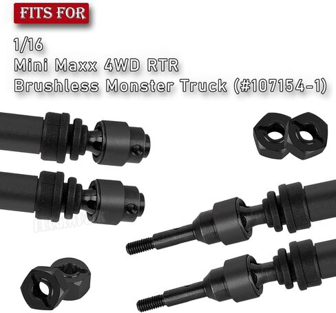 Front Rear Driveshaft Axles Upgrades Part for 1/16 Mini Maxx 4WD RTR Brushless Monster Truck (#107154-1),RC Aluminum Drive Shaft CVD with Hex,Replace Part #10750,Red in Kuwait