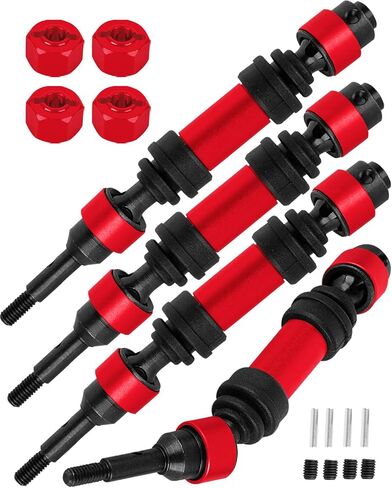 Front Rear Driveshaft Axles Upgrades Part for 1/16 Mini Maxx 4WD RTR Brushless Monster Truck (#107154-1),RC Aluminum Drive Shaft CVD with Hex,Replace Part #10750,Red in Saudi Arabia