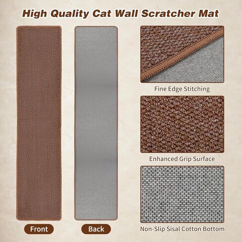 71" X 15.7" Thickened Cat Wall Climbing Carpet, Extra Large Cat Wall Scratcher Mat Imitation Sisal Durable Wall Mounted Cat Scratcher with 16 pcs Fixed Nails for Indoor Furniture Couch Sofa Protection in Saudi Arabia