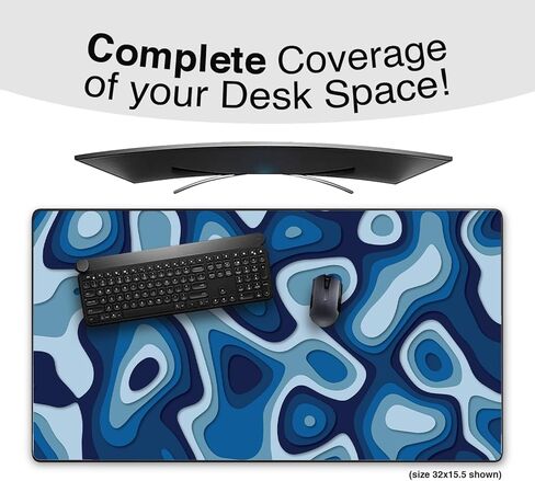 Large Gaming Mouse & Desk Pad with Abstract Pattern, Extended Size Desk Mat, Non-Slip Surface (Red, 31 x 15.5 inches) in Kuwait