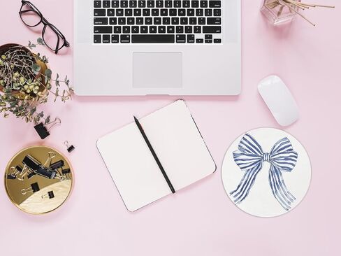 QUICQOD Pink Disco Ball Mouse Pad,Preppy Trendy Bow Round Mouse Pad,Non-Slip Rubber Base Mousepads for Home Office Dorm Desk Decor,Teen Girl Women Gifts,8.7 x 8.7 Inch in Saudi Arabia