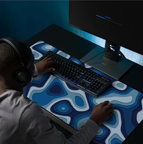Large Gaming Mouse & Desk Pad with Abstract Pattern, Extended Size Desk Mat, Non-Slip Surface (Red, 31 x 15.5 inches) in Kuwait