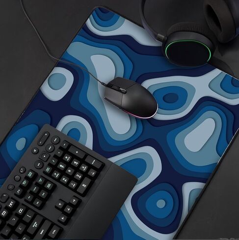 Large Gaming Mouse & Desk Pad with Abstract Pattern, Extended Size Desk Mat, Non-Slip Surface (Red, 31 x 15.5 inches) in Kuwait