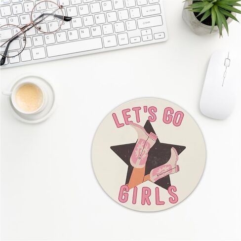 QUICQOD Pink Disco Ball Mouse Pad,Preppy Trendy Bow Round Mouse Pad,Non-Slip Rubber Base Mousepads for Home Office Dorm Desk Decor,Teen Girl Women Gifts,8.7 x 8.7 Inch in Saudi Arabia