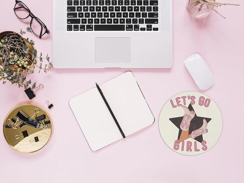 QUICQOD Pink Disco Ball Mouse Pad,Preppy Trendy Bow Round Mouse Pad,Non-Slip Rubber Base Mousepads for Home Office Dorm Desk Decor,Teen Girl Women Gifts,8.7 x 8.7 Inch in Saudi Arabia