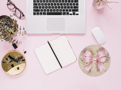 QUICQOD لوحة ماوس كرة ديسكو وردية، لوحة ماوس مستديرة على شكل قوس عصري من Preppy، وسادات ماوس بقاعدة مطاطية غير قابلة للانزلاق لديكور مكتب النوم في المنزل والمكتب، هدايا للفتيات المراهقات، 8.7 × 8.7 بوصة in Kuwait