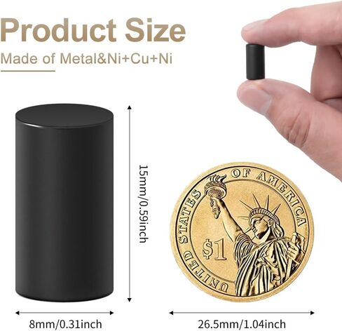 15 Pcs Cylindrical Magnetic Rods,Strong Rare Earth Magnets, Fridge Magnets,Magnetic Pins for Multi-Use Science DIY Craft Kitchen Office, Locker Accessories (0.3inDx0.59inH) in Kuwait
