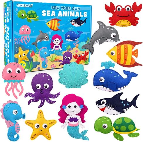 CiyvoLyeen Little Monsters Craft Kit Adopt A Monster Felt Plush DIY Sewing Art Educational Toys Monster Craft Gift Learn How to Sew for Beginners Set of 12 Sewing Kits in Saudi Arabia