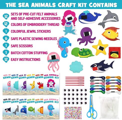 CiyvoLyeen Little Monsters Craft Kit Adopt A Monster Felt Plush DIY Sewing Art Educational Toys Monster Craft Gift Learn How to Sew for Beginners Set of 12 Sewing Kits in Saudi Arabia