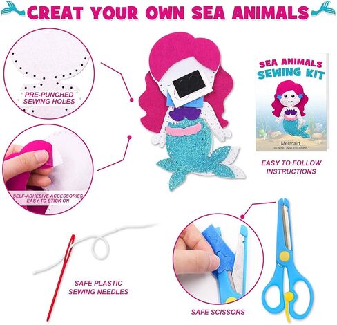 CiyvoLyeen Little Monsters Craft Kit Adopt A Monster Felt Plush DIY Sewing Art Educational Toys Monster Craft Gift Learn How to Sew for Beginners Set of 12 Sewing Kits in Saudi Arabia