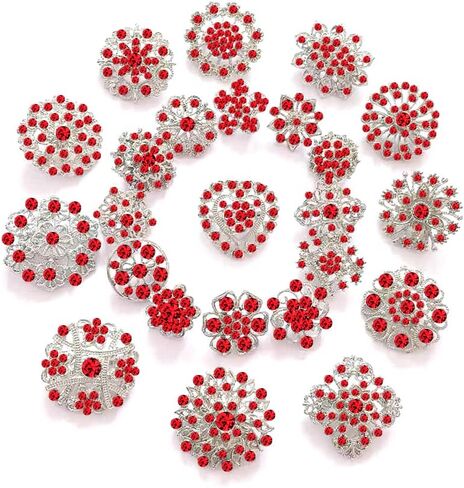 24pcs Lot Crystal Flower Small Brooches Pin Set in Saudi Arabia