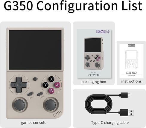 G350 Retro Handheld Game Console 3.5-inch 640*480 IPS OCA Screen 3200mAh Lithium Battery with 64G TF Card and Wireless Networt Portable Game Console Multiple Classical Simulators-Transparent Black in Saudi Arabia