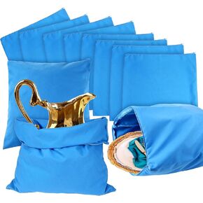 Sibba 8 PCS أكياس تخزين فضية مخزنة مضادة للأكياس السحاب 18 "× 18" كيس تخزين القماش ميكروفيات حقيبة المجوهر