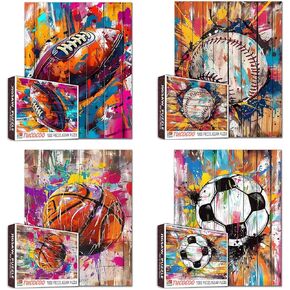 4 Pack Banksy Sports Jigsaw Puzzle-1000 قطع الألغاز للبالغين مجموعة Graffiti Street Puzzle Art 27 "× 20"