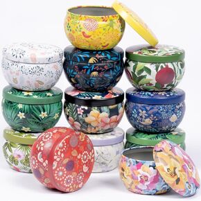 12-Pack 2.5oz Candle Tins with Lids – 12 Floral Colors for Aromatherapy Candle Making, Storage Containers, Growing Small Plants & DIY Gift Ideas