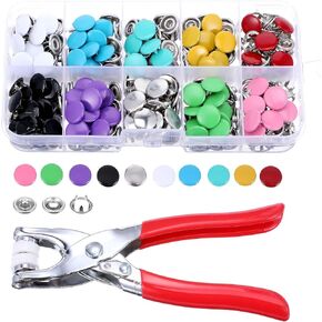 100 Sets Snaps for Fabric,Colorful Snap Button Kit with Fastener Pliers Press Tool,Effort-Saving Snap Fasteners Kit,Metal Snaps for DIY Crafts Hats Clothing Hats Sewing(9.5mm/400 Pcs)