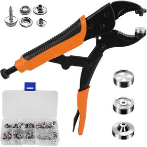 Heavy Duty Stainless Steel Snap Fastener Tool, Snap Fasteners Kit Includes 20 Sets 15mm Snaps And Snap Pliers,Snap Button Kit For Boat Cover Canvas Sewing