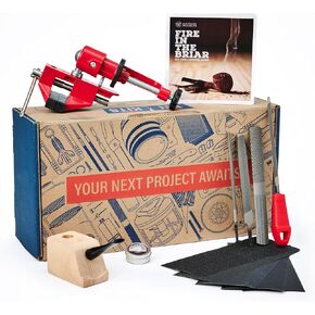 Man Catse ، Kit Pipe Croving Kit - DIY Tobacco Pipe Making Kit مع briar wood block ، الأدوات واللوازم النهائية - هدية فريدة من نوعها للرجال وعشاق الأعمال الخشبية