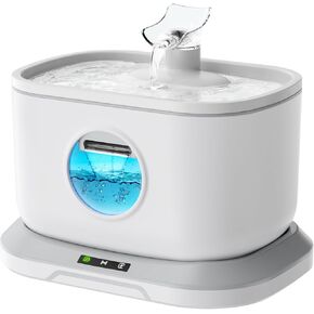 Cordless Cat Fountain | 2.5L/84oz Automatic Water Dispenser for Cats Pet Drinking, 6.5ft 180° Detection Range, Wireless Quiet Pump, 5000mAh Battery | Visible Window for Easy Refilling, White