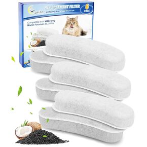 12 Pack Dog Water Fountain Filters Replacement Compatible with W600 Automatic Water Bowl Dispenser, Pet Fountain Charcoal Filters Fit for 205oz/6L Dog Water Fountain for Large Dogs