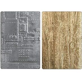 Tim Holtz Sizzix 3D Texture تتلاشى المجلدات المنقوشة - مسبك الأخشاب - 2 عنصر حزمة