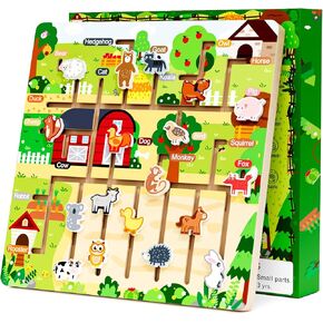 Montessori Wooden Toys ، تطابق كل حيوان مع الكلمة المقابلة للأعمار من 3 إلى 5 سنوات