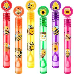 24PCS Bee DIY Bubble Wands with 96PCS Stickers - Party Favor for Goodie Bags, Pinata Stuffers, Mini Bubble Bulk Farm Birthday Supplies, Toys Gifts, Class Prizes for Toddlers, Boys & Girls
