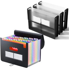 منظم ملفات ThinkTex 12 Pockets Accordian و 3 حزم المظلات الشفافة مجلد ملفات بلاستيكية