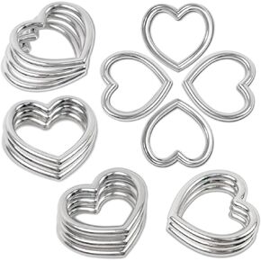 24 Pcs Heart Shape Metal Craft Ring Buckle Heart Buckle Ring Metal Heart Ring for Crafts Heart Ring for Punk Gothic Accessory (Silver)