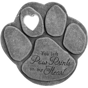Iheartdogs Pet Memorial Garden Stone - "لقد تركت المطبوعات على قلبي على قلبي - الكلب أو الفقاعة القطة هدية