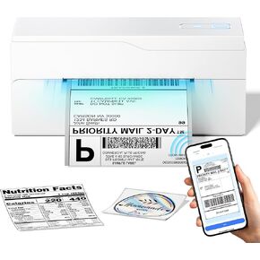 Bluetooth Thermal Label Printer – Wireless 4x6 Label Printer for Small Businesses & Shipping Packages, Compatible with Android, iPhone, and Windows, Ideal for Amazon, eBay, Shopify, Etsy (White)