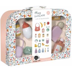 JC Toys Baby Doll Travel Case مع 24 ملحقات - أساسيات التغذية والحمام والرعاية للعب الخيال - يناسب جميع أحجام الدمية