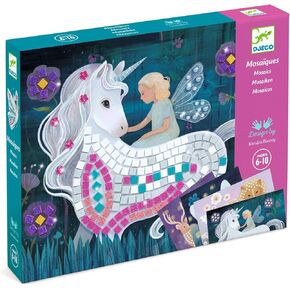 DJECO LGA Enchanted World Mosaic Kit - قم بإنشاء شرارة خاصة بك مع Glitter & Rhinestones للمنزل - المرح والإبداع للعائلة والأصدقاء ، فتى وفتيات ، تعليمية ، ملصقات Craft Kit للأطفال 6+