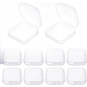 10 PCS Mini Clear Blastic Box ، صندوق تخزين شفاف 1.8 مم مع غطاء مفصلي ، علبة قابس الأذن ، حاويات بلاستيكية مربعة للحرف الصغيرة ، الخرز ، القلادات ، أزرار الأذن ، الحلقات