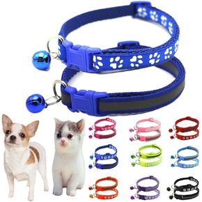 Blue Dog Collar with Bell Cat Collar with Bells Kitten Puppy Collars Tiny Little Girl Female Boy Puppia Collar for XXS XS XSmall X-Small Extra Small Breed Pets XS