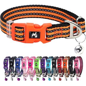 Puppy Collar with Bell Reflective - Adjustable Tiny XS XXS Breed Collar for Girl Female,Night Walk Safety Accessory（Pink XS）