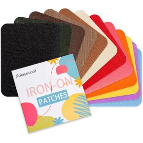 Iron-on Repair Patch 12 Pcs Pack,3.7"x4.9"Multi-Colored Fabric Patches for Clothes Repair,12 Shades of Clothing Repair and Decoration Kit(9.5 cm x 12.5 cm)