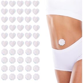 50pcs أغطية زر زيت البطن CASTOR ، 2 أنماط اثنين من الأقمشة غير المنسوجة غير منسوجة ذاتية لاصق منصات زر بطن البطن فقط تصحيح (لون وجلد أبيض)
